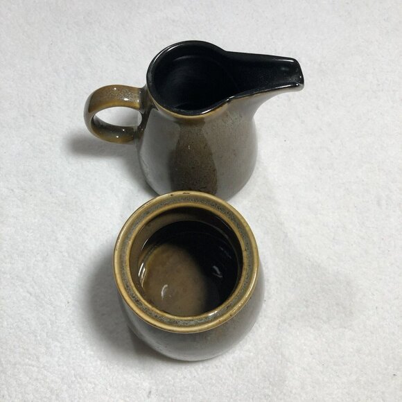 Gourmet Expressions Creamer Sugar Bowl Set Stoneware Speckled Retro Tableware - Picture 1 of 12